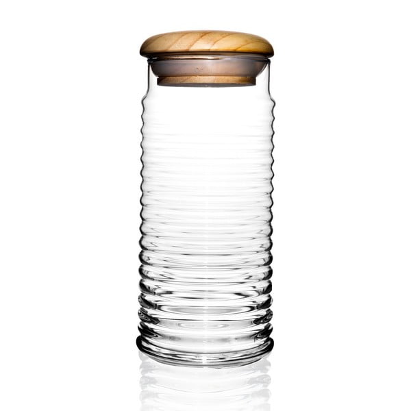Recipient din sticlă cu capac din lemn Pasabahce, 1,5 l