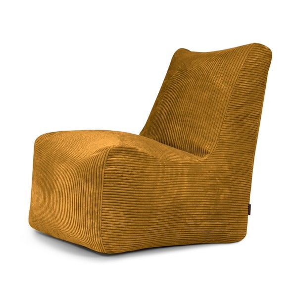 Fotoliu bean bag galben muștar cu tapițerie din catifea reiată Seat Lounge – SLOWDOWN