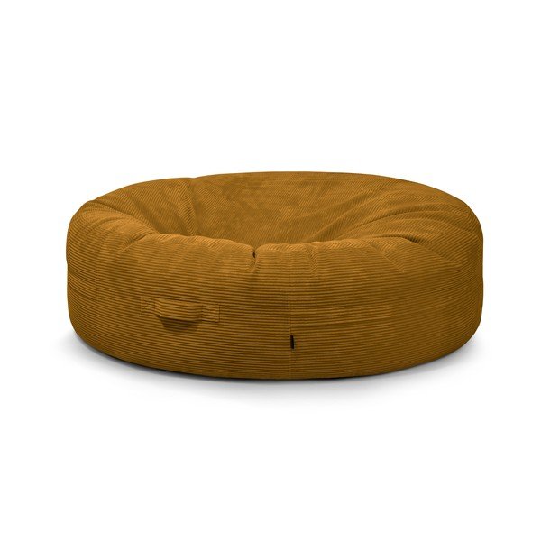 Fotoliu bean bag galben muștar cu tapițerie din catifea reiată Roll 190 – SLOWDOWN