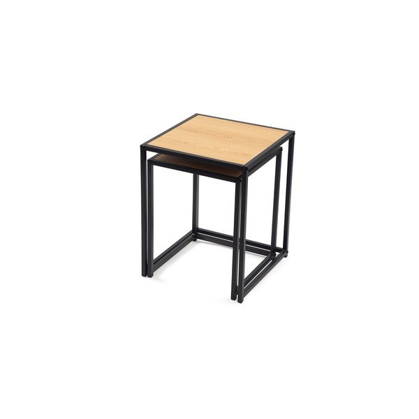 Măsuțe auxiliare 2 buc. cu aspect de lemn de stejar 38x38 cm Noah – Bonami Essentials-image-3