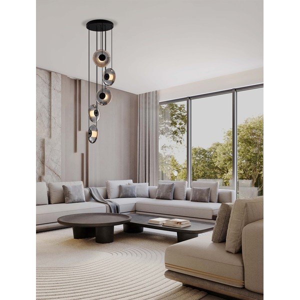 Lustră negru-mat LED cu intensitate reglabilă din sticlă ø 40 cm Ballet – Nova Luce-image-1