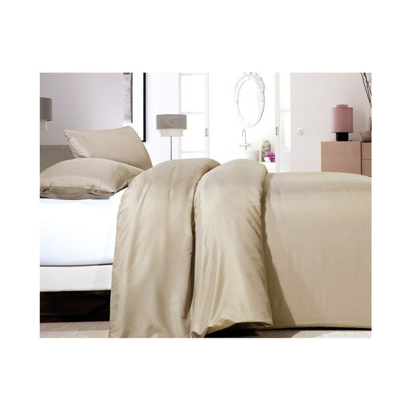 Lenjerie de pat din micropercal Zensation Satin Point One, 140 x 200 cm, bej