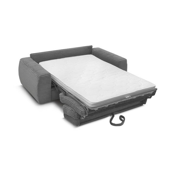 Canapea gri închis pentru dormitul zilnic/extensibilă cu tapițerie din catifea reiată  240 cm Hugo – Bobochic Paris-image-3