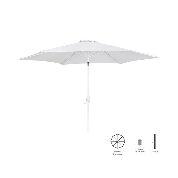 Umbrelă de soare albă ø 300 cm Alba – LDK Garden-image-1