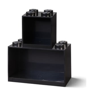 Set 2 rafturi de perete pentru copii LEGO® Brick, negru