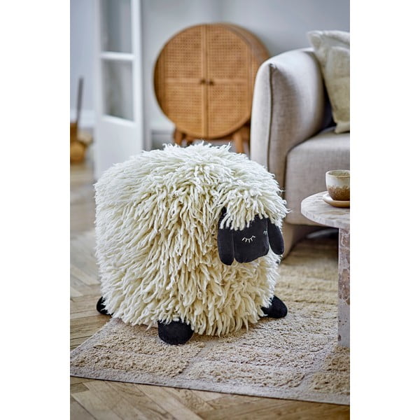 Fotoliu puf pentru copii crem cu tapițerie din lână Dolly – Bloomingville Mini-image-1