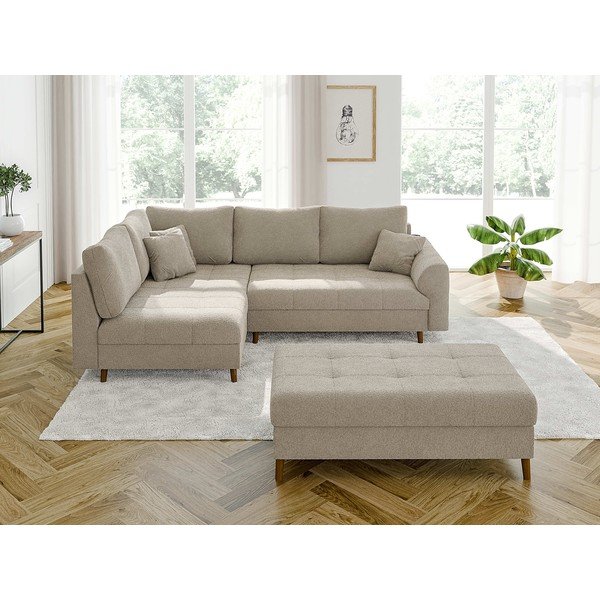 Taburet bej cu tapițerie din țesătură bouclé Ariella – Ropez-image-4