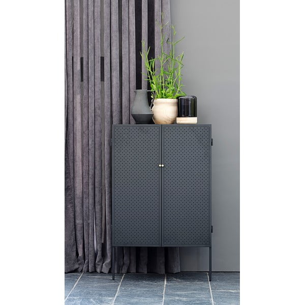 Comodă metalică Canett Brooks, înălțime 110 cm, negru-image-1