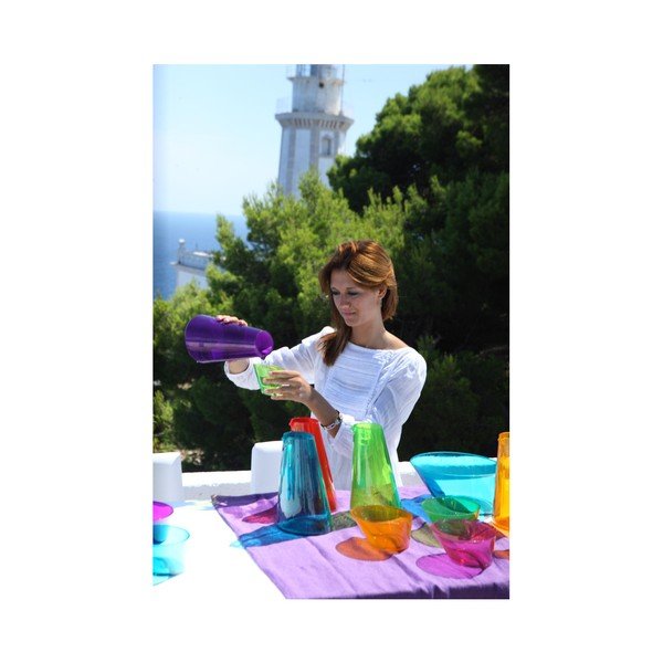 Set carafă și 2 pahare din sticlă handmade Surdic Ponza, roșu-image-2