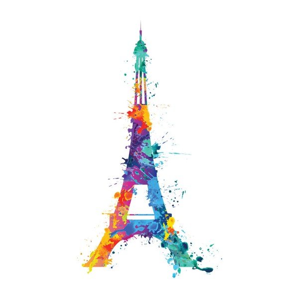 Autocolant de perete Ambiance Eiffel Tower Design Watercolor, 105 x 60 cm-image-2