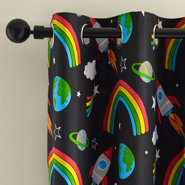 Draperii pentru copii negre 2 buc. 168x183 cm Rainbow Rockets – Catherine Lansfield-image-2
