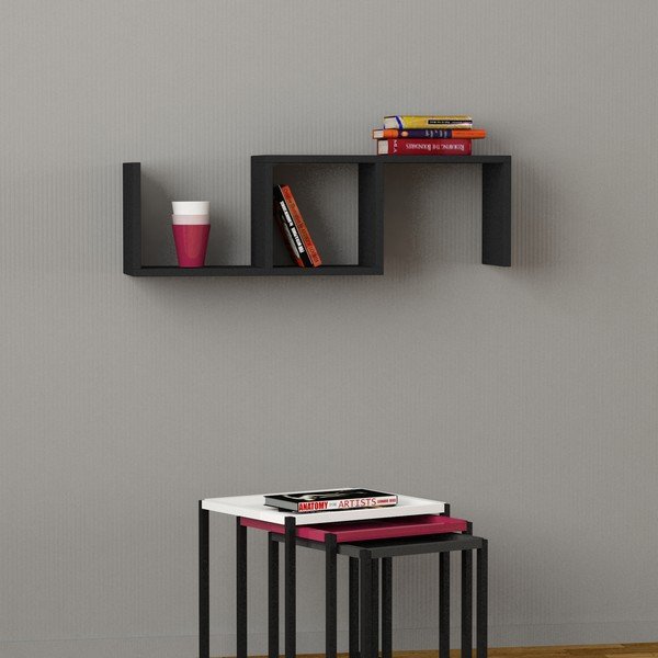 Etajeră de perete Dibi, lățime 91,5 cm, negru-image-1