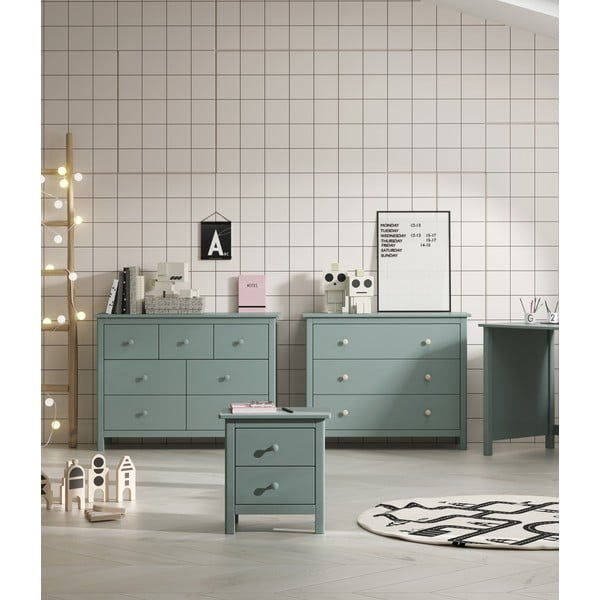 Noptieră de copii în culoarea petrolului din lemn masiv de pin Max – Marckeric-image-1