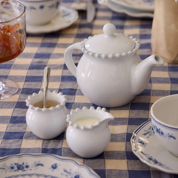 Ceainic alb cu filtru din gresie ceramică 500 ml Pearl – Costa Nova-image-1