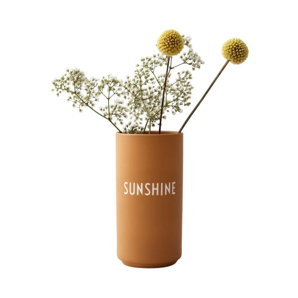 Vază din porțelan Design Letters Sunshine, înălțime 11 cm, galben muștar-image-1