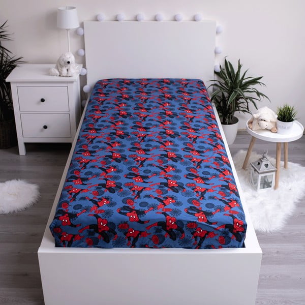 Cearșaf din bumbac pentru copii Jerry Fabrics Spiderman, 90 x 200 cm-image-1