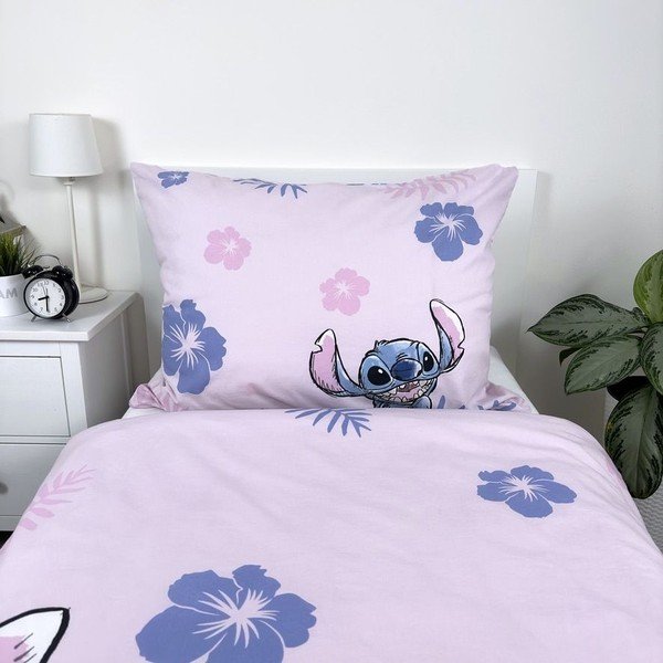 Lenjerie de pat pentru copii roz-deschis din bumbac pentru pat de o persoană 140x200 cm Lilo & Stitch "Pink" – Jerry Fabrics-image-4