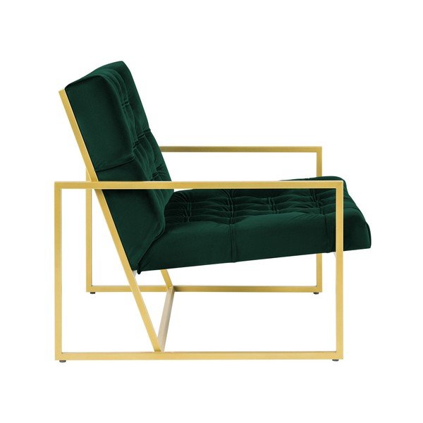 Fotoliu Mazzini Sofas BONO cu structură metalică, auriu - verde-image-3