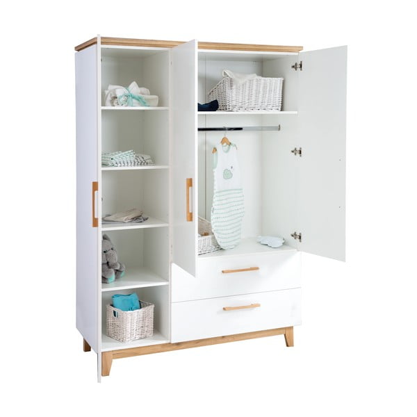 Șifonier pentru copii  alb cu aspect de lemn de stejar 135x200 cm Finn – Roba-image-4