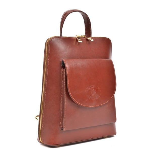 Rucsac din piele Anna Luchini Zunna, cărămiziu-image-2