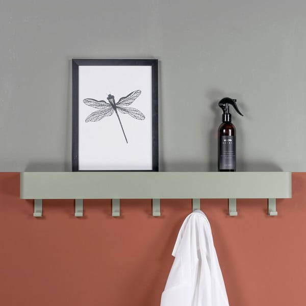 Cuier de perete verde prăfuit cu raft din metal 72 cm Dax Play – Spinder Design-image-3