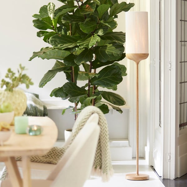 Lampadar în culoare naturală cu abajur textil (înălțime 159 cm) Dania – Light & Living-image-1