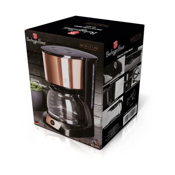 Mașină de cafea aurie cu filtru Rosegold Metallic Line - BerlingerHaus-image-2