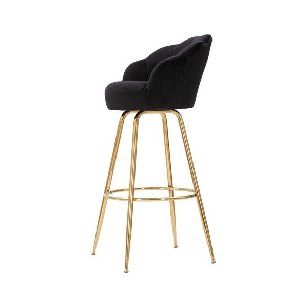 Scaun de bar negru/auriu cu cotiere din catifea (înălțime șezut 90 cm) Vienna – Mauro Ferretti-image-3