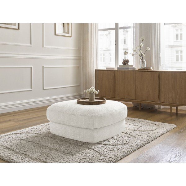 Taburet alb cu tapițerie din chenille Leonore – Bobochic Paris-image-4