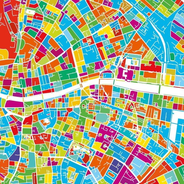 Tablou Maps Dublin, 60 x 60 cm