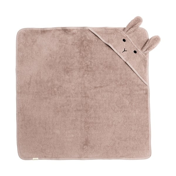 Prosop cu glugă pentru copii roz/maro din bumbac 75x75 cm Rabbit – Kindsgut-image-1