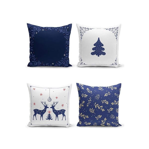 Fețe de pernă 4 buc. 43x43 cm  cu model de Crăciun Blue Christmas – Mila Home