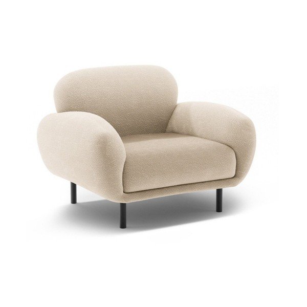 Fotoliu bej cu tapițerie din țesătură bouclé Poppy – Micadoni 