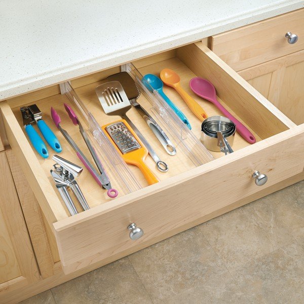 Set 2 separatoare transparente pentru sertare bucătărie iDesign Linus, 37 cm-image-1