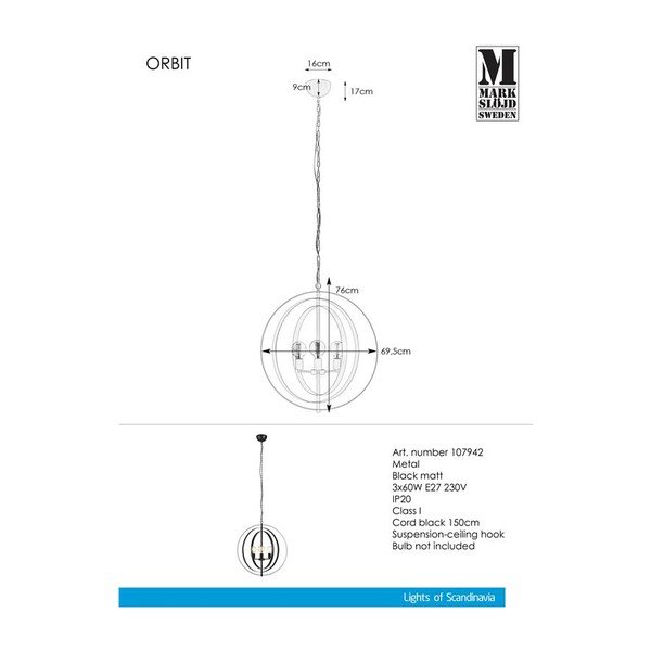 Lustră Markslöjd Orbit 3L Black-image-2