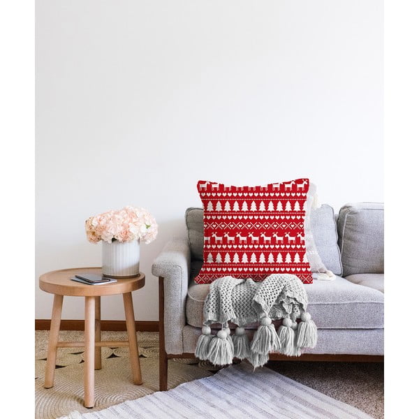 Față de pernă din chenille cu model de Crăciun Minimalist Cushion Covers Merry Christmas, 55 x 55 cm-image-2