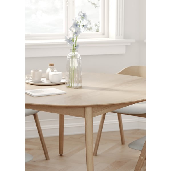 Masă de dining rotundă extensibilă cu aspect de lemn de stejar cu blat suplimentar ø 135 cm Meza – Hammel Furniture-image-4