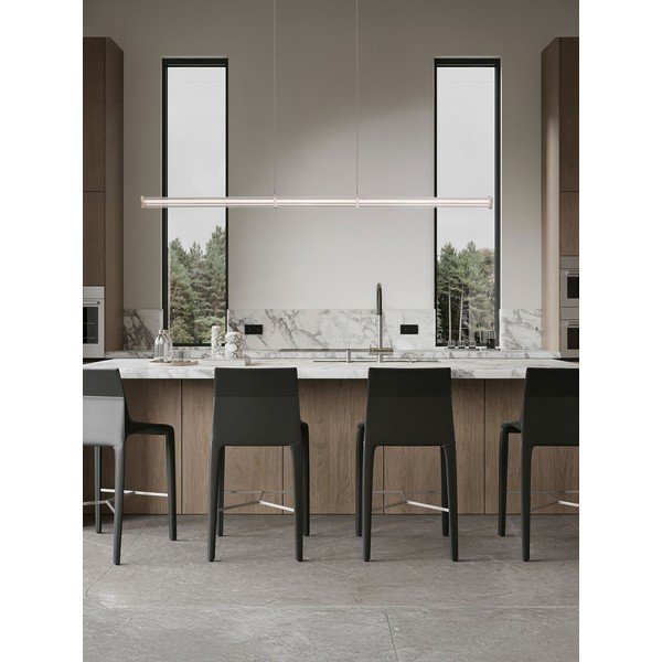 Lustră negru-mat/argintiu-mat LED cu intensitate reglabilă din metal cu abajur din sticlă acrilică Pheme – Nova Luce-image-1