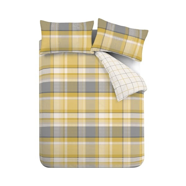 Lenjerie  galbenă pentru pat de o persoană 135x200 cm Check - Catherine Lansfield