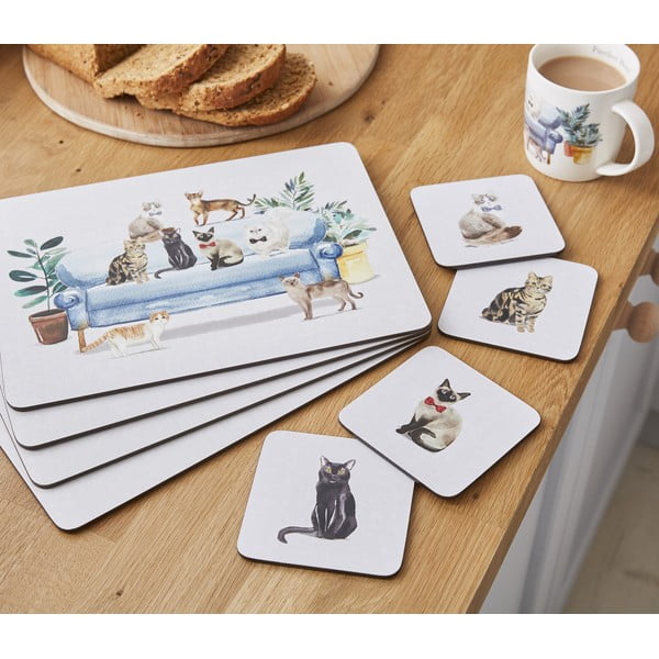 Set cu suporturi farfurii și coasters 8 buc. Curious Cats – Cooksmart ®-image-1
