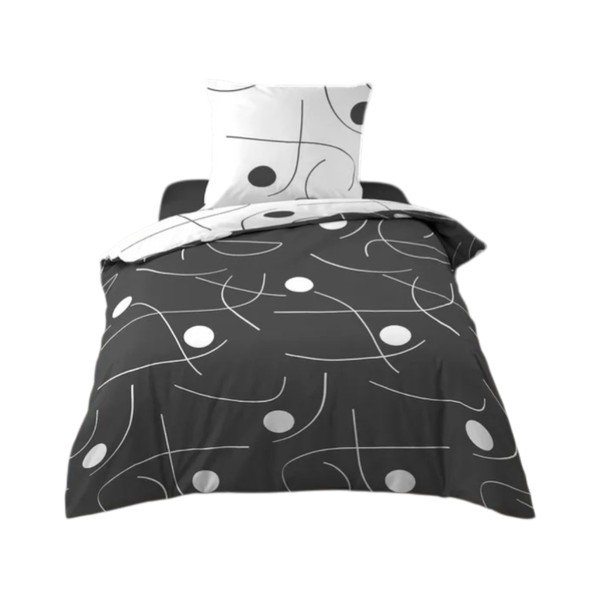 Lenjerie de pat albă-gri închis din microfibră pentru pat de o persoană 140x200 cm Sonate – douceur d'intérieur