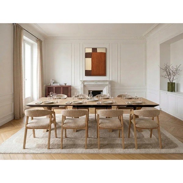 Masă de dining extensibilă cu blat cu aspect de lemn de stejar cu blat suplimentar 100x160 cm Martha – Bobochic Paris-image-2