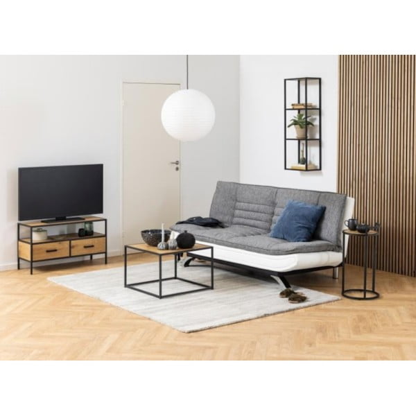 Bibliotecă de perete neagră/în culoare naturală cu aspect de lemn de stejar 37x108 cm Seaford – Actona-image-1