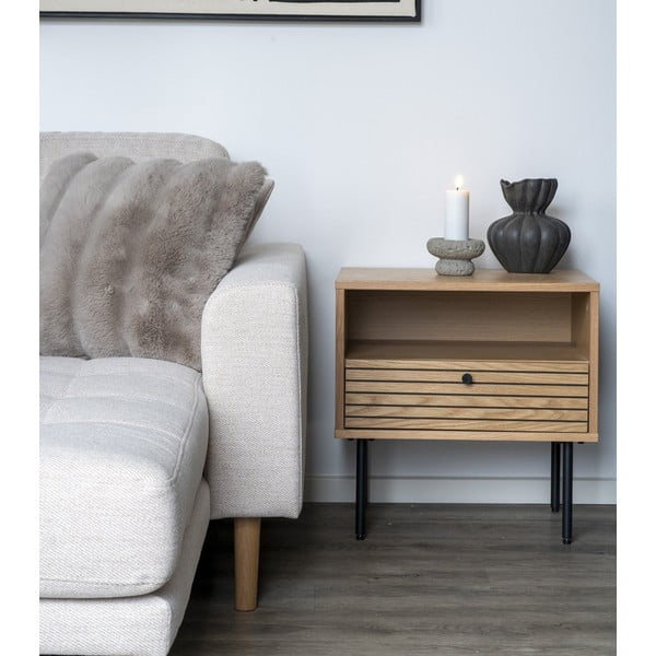 Măsuță auxiliară cu blat cu aspect de lemn de stejar 40x50 cm Kyoto – House Nordic-image-1