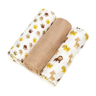 Set 3 scutece din bumbac T-TOMI Tetra Monkey, 70 x 70 cm