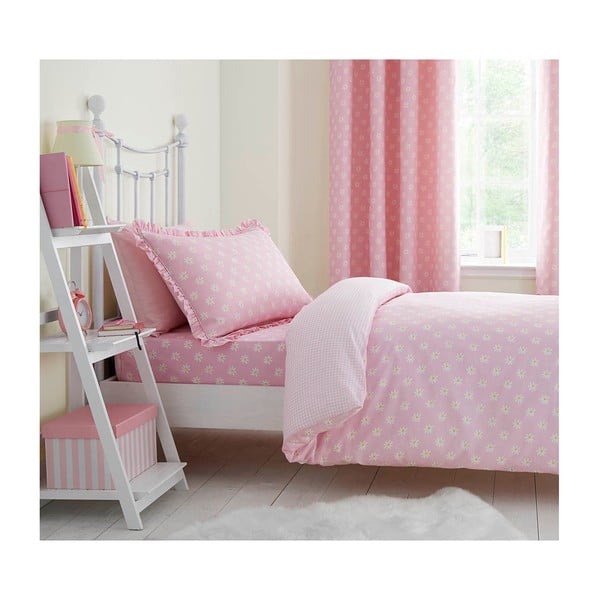 Cearșaf cu elastic pentru pat Catherine Lansfield Daisy Dreamer, 90 x 90 cm, roz