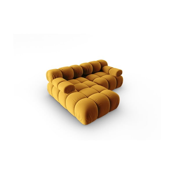 Canapea galbenă cu tapițerie din catifea 191 cm Bellis – Micadoni Home-image-4