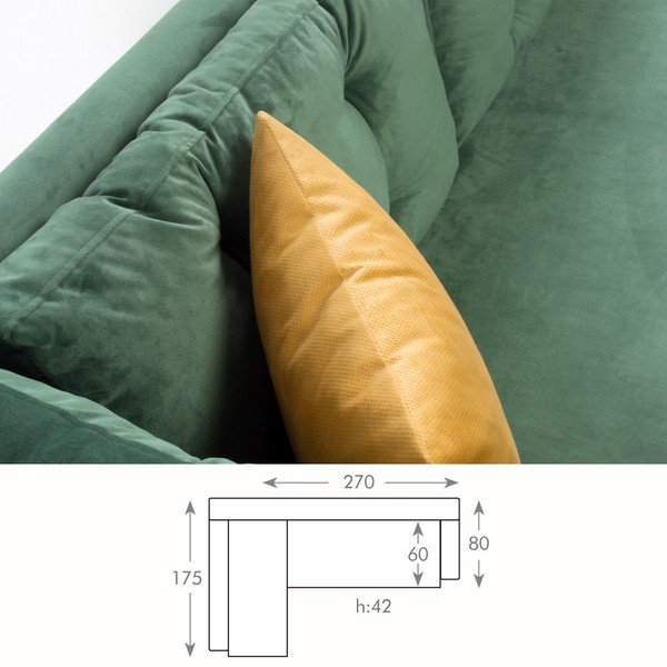Canapea Balcab Home Amalia, partea stângă, verde-image-2