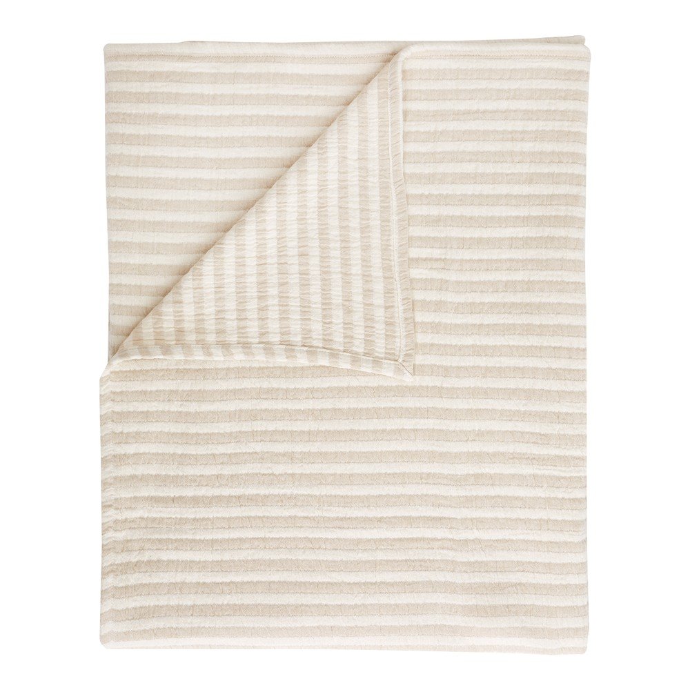 Patura in culoare naturala din bumbac 150x200 cm Cotton Muslin Stripe – Bianca