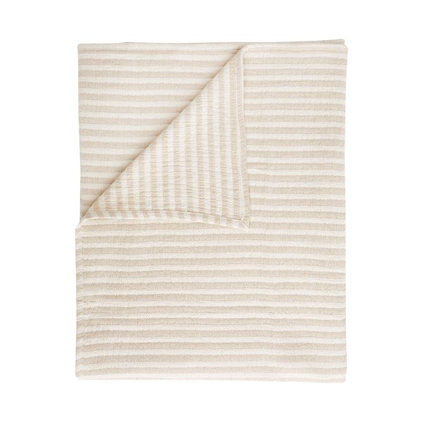 Pătură în culoare naturală din bumbac 150x200 cm Cotton Muslin Stripe – Bianca